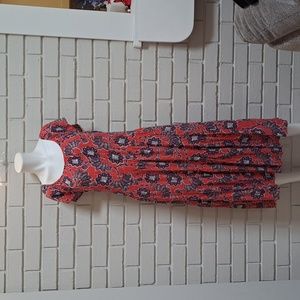 Knox Rose Red/Blue Floral Lined Maxi  Dress. Size Small